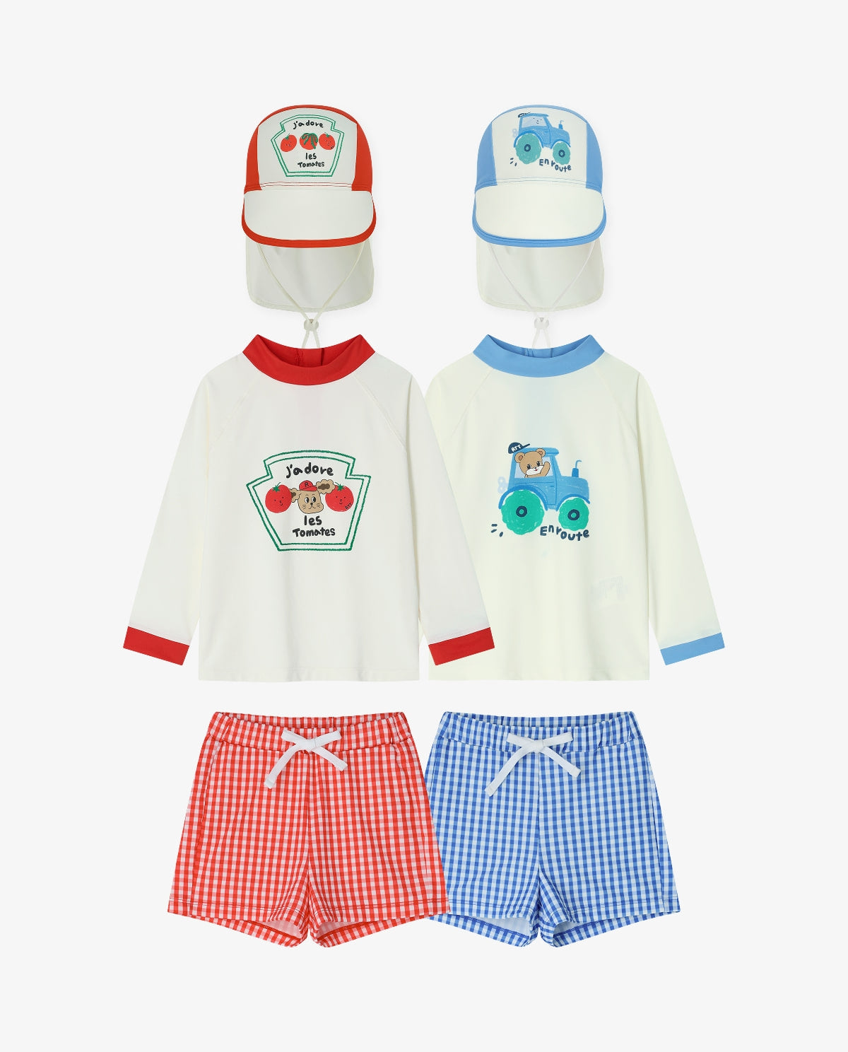 Check Point Rash Guard Hat Set Red