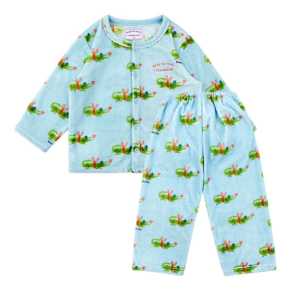 Blue crocodile microfiber pajams set