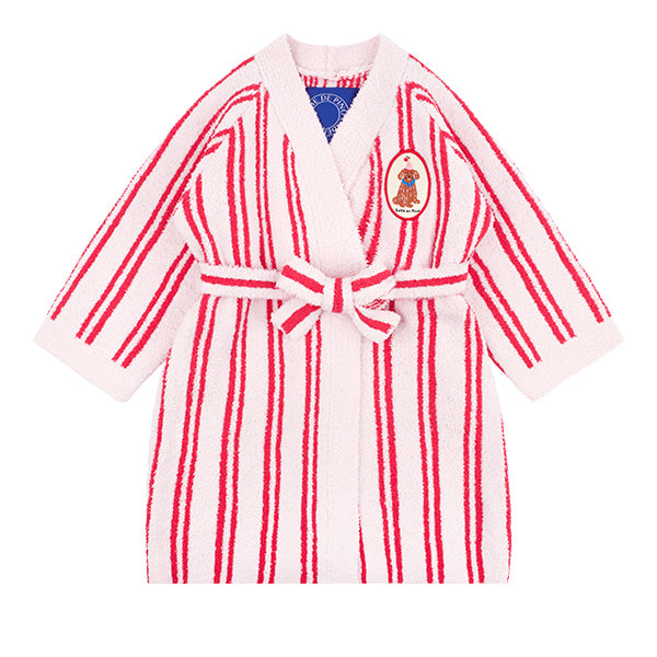 Pink stripe dog microfiber sweater robe