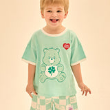 夏季棋盤格寬鬆​​短袖上衣和褲子套裝