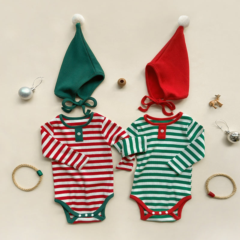 Christmas Tree Baby Romper + Bonnet Set