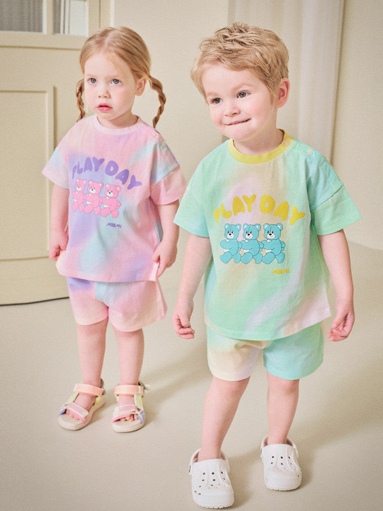 Bear Play Day short-sleeved Top & Bottom Set