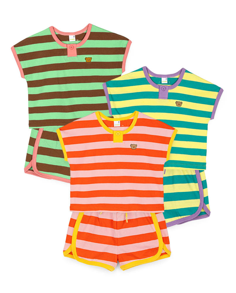 [Pimpoyo] Lace Stripe Two-Piece Set (3 Colors)