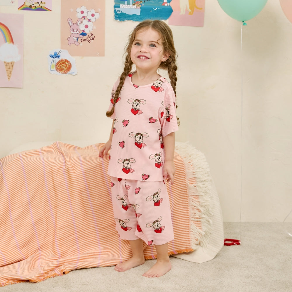 Rototobebe Crepe Fabric All-Over Indoor Wear Pink