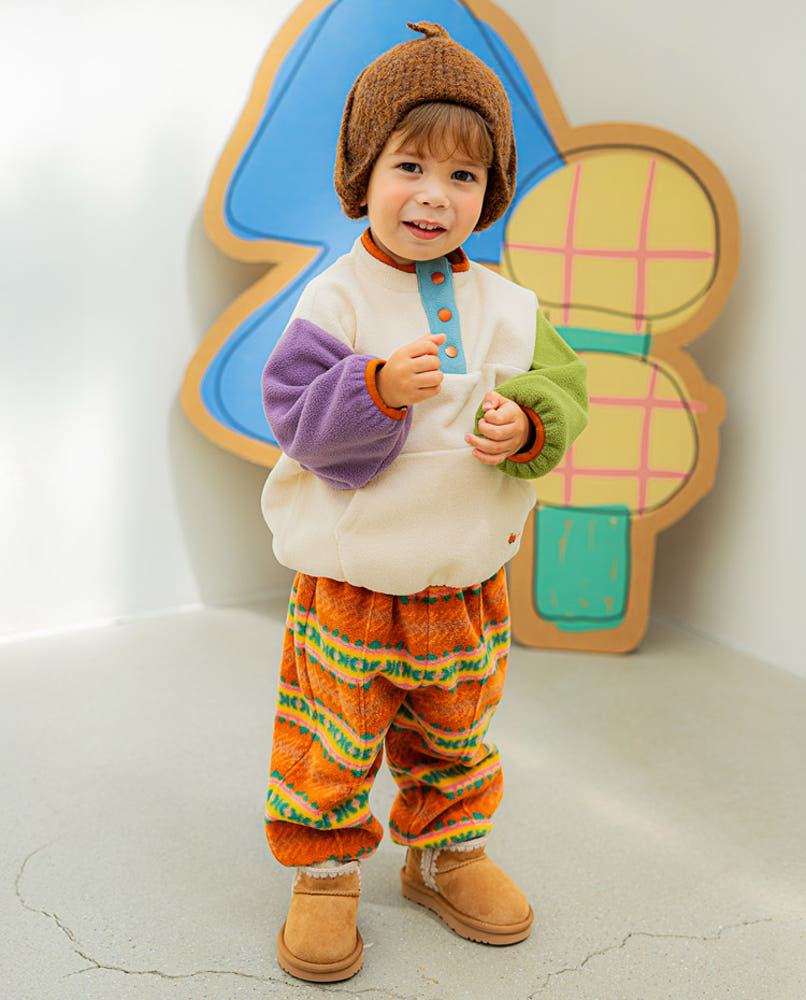 [Pimpoyo] Nordic Toddler Kids Fleece Anorak Set (3 Colors)