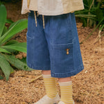 Medium Blue Denim Cut-out Detail Bermuda Pants