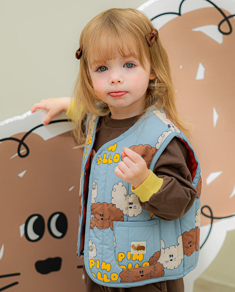 [Pimpoyo] Mongi Toddler Kids Quilted Vest (3 Colors)