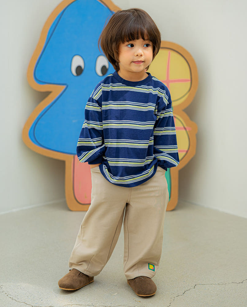 [Pimpoyo] Mauve Toddler Kids Striped Matching Set