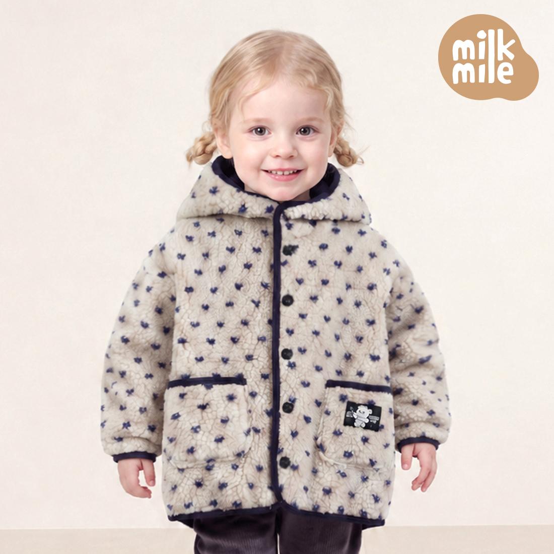 [Milk Mile] Shine Bear Good Luck Heart Fluffy Tumble Hooded Jumper