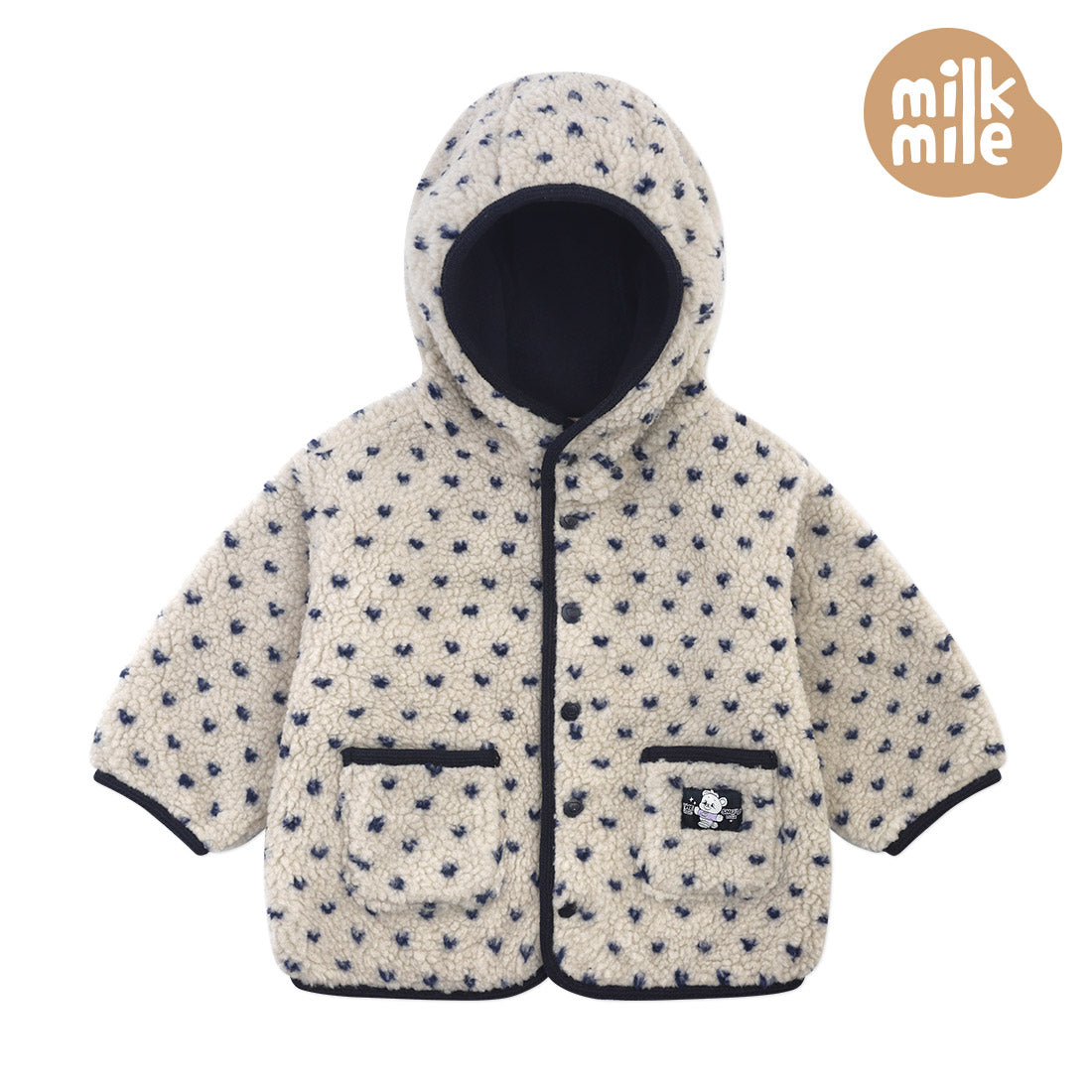 [Milk Mile] Shine Bear Good Luck Heart Fluffy Tumble Hooded Jumper