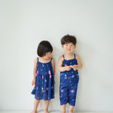 [June 26 ~ Sequential Shipping][Pre-order] Space Sleeveless Long Pants Pleated Top & Bottom Set