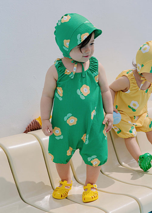 ICE HAPPY FLOWER ROMPERS Green