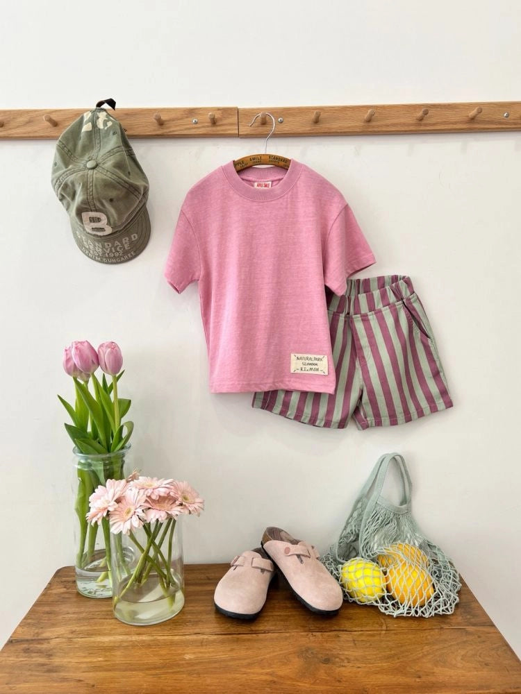 Apple Smile Natural T-shirt Pink