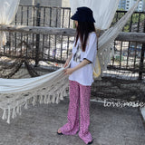 (Summer 26) Love Rosie Pink Cheetah Pleated Bootcut (2XL)