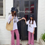 (Summer 26) Love Rosie Pink Cheetah Pleated Bootcut (2XL)