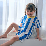 Shower blue short-sleeved top and bottom set