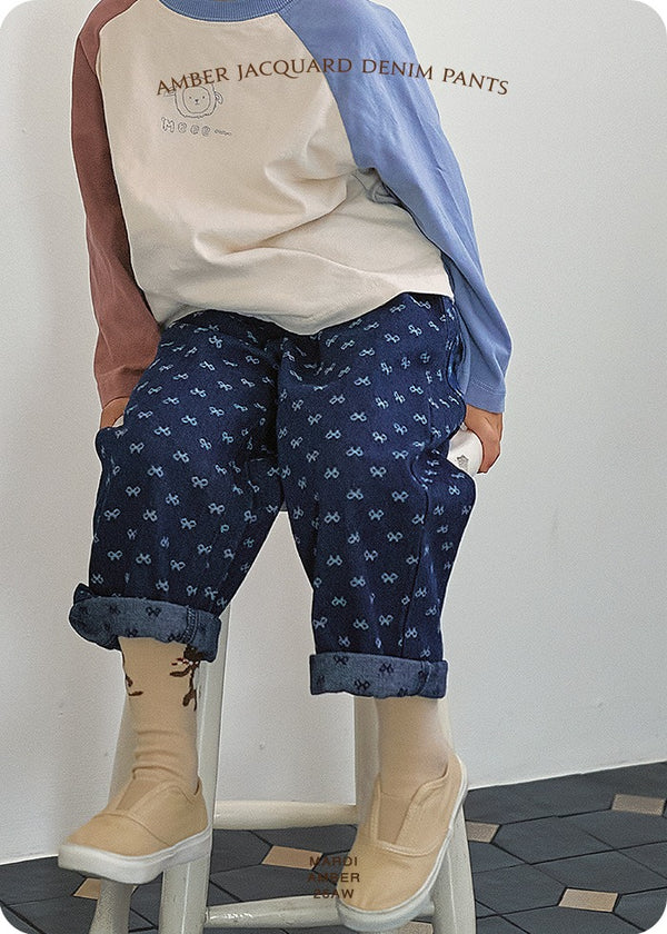 Amber jacquard denim pants