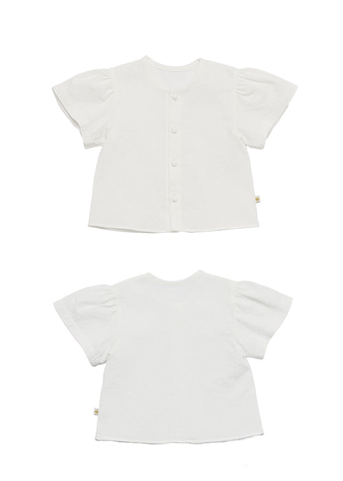 Velma Short Sleeve Blouse Set_White