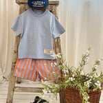 Apple Smile Border Stripe Shorts Orange
