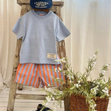 Apple Smile Border Stripe Shorts Orange
