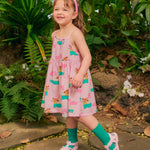 Pink seersucker sleeveless dress