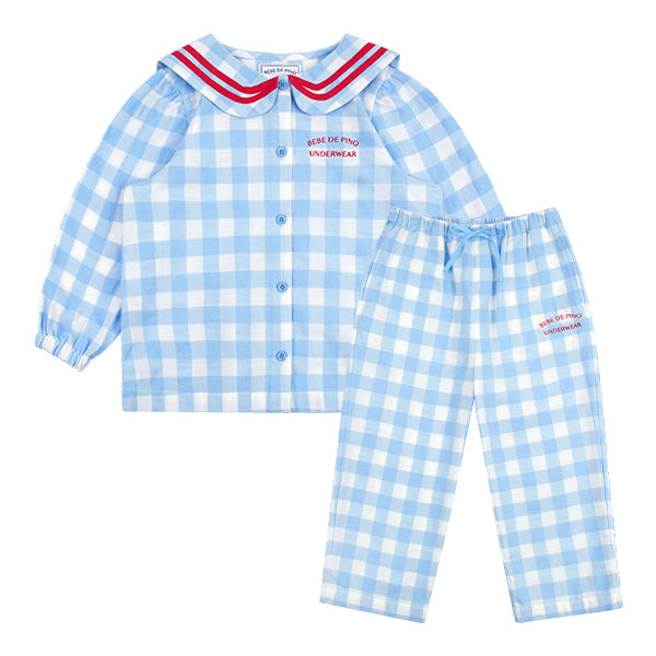 Sailor blue check girl pajamas