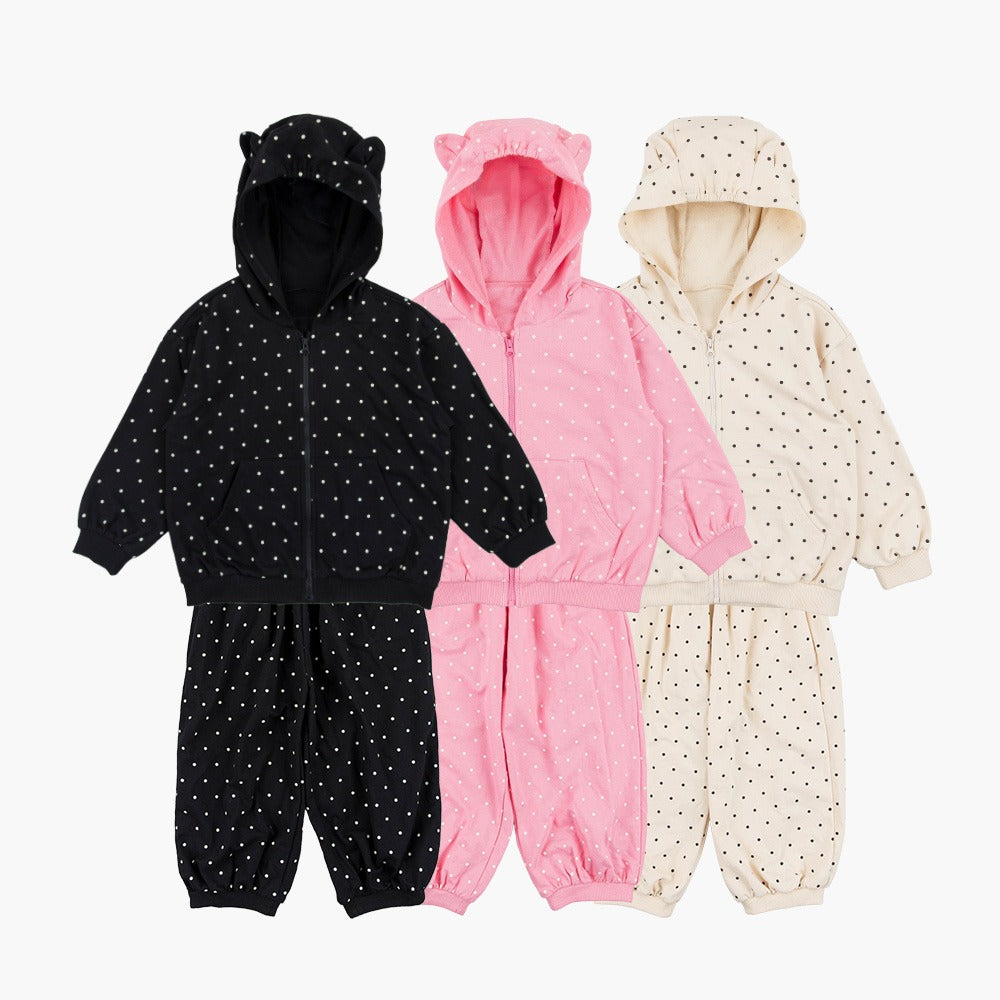 Dot Cat Zip-up Hoodie Set_LA043