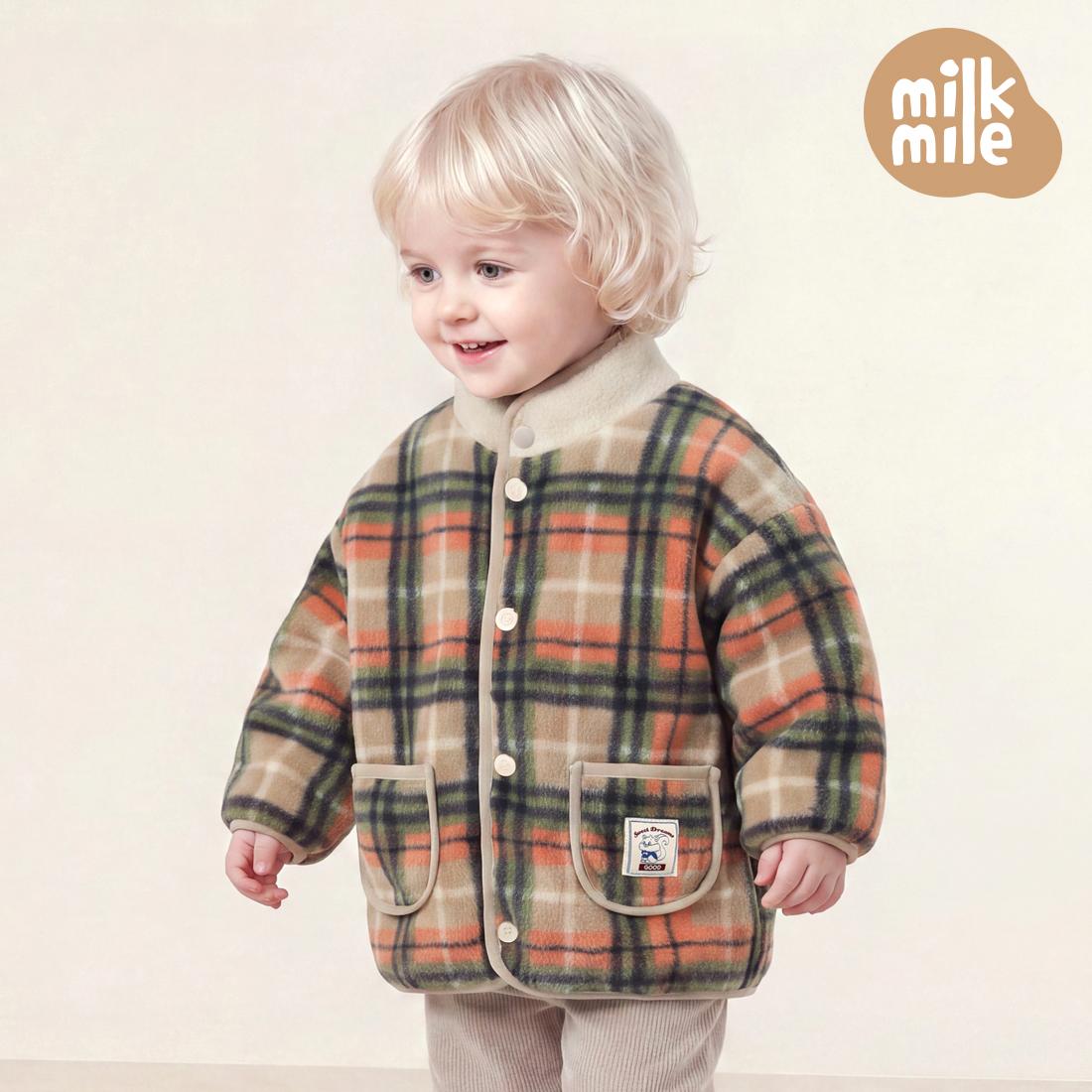 [Milk Mile] Checkholic Polar Fleece Tumble Sweet Squirrel Jumper