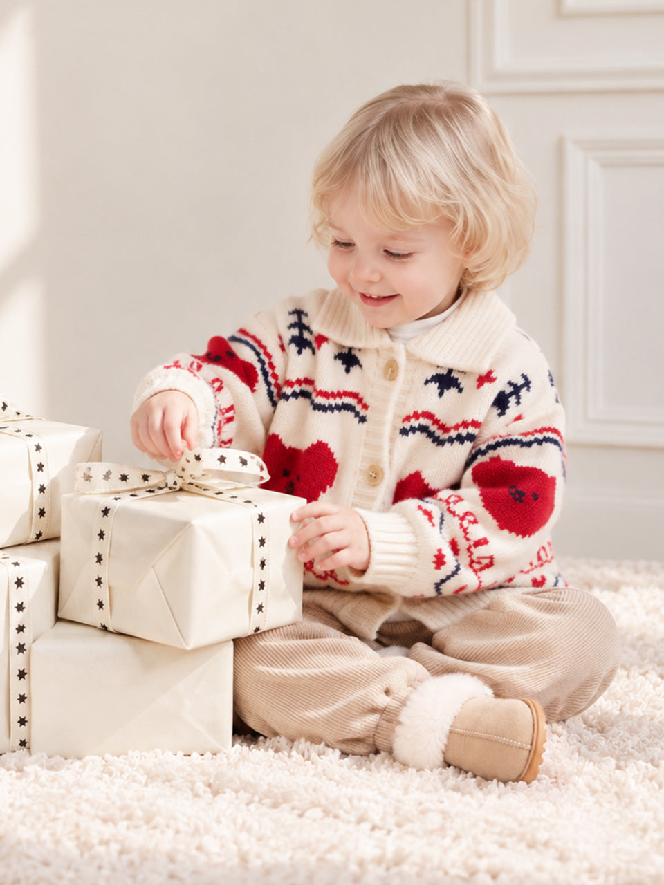 [Milk Mile] Milk Bear Cowichan Sweater Cardigan