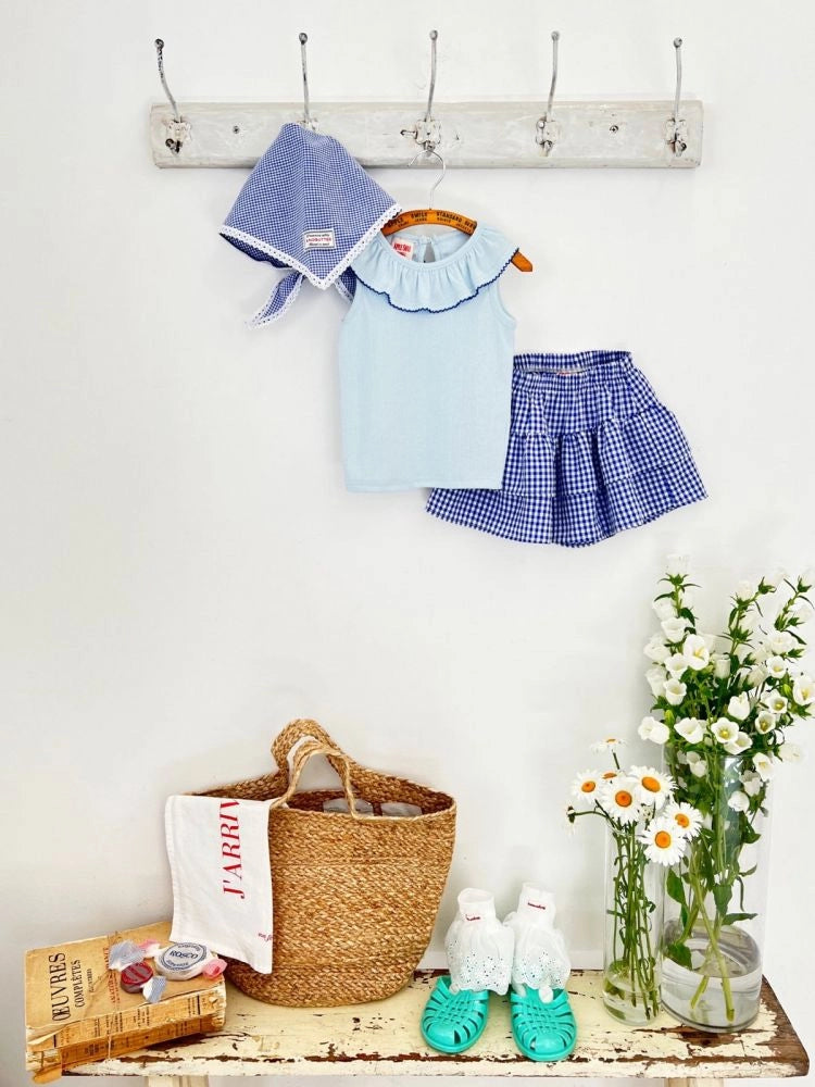 Apple Smile Tiered Shorts Blue