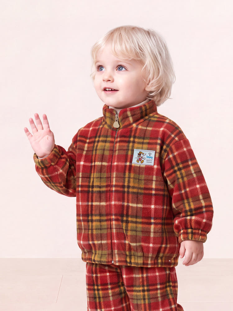 [Milk Mile] [Disney] Mickey Mouse Camping Check Polar Fleece Jumper