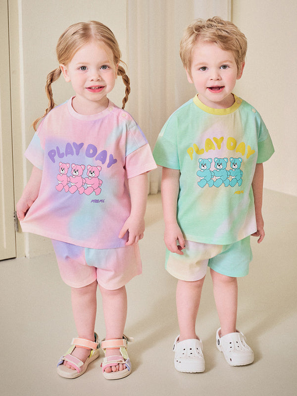 Bear Play Day short-sleeved Top & Bottom Set