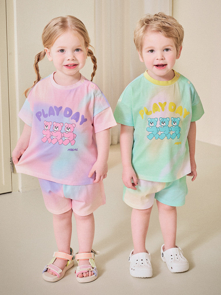 Bear Play Day short-sleeved Top & Bottom Set