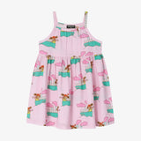 Pink seersucker sleeveless dress