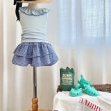Apple Smile Tiered Shorts Blue