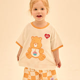 夏季棋盤格寬鬆​​短袖上衣和褲子套裝