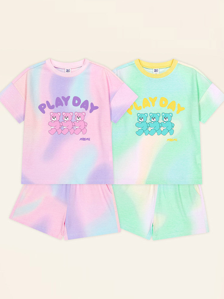 Bear Play Day short-sleeved Top & Bottom Set