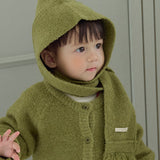 Runrun Boucle Knit Scarf Hat_Olive