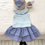 Apple Smile Tiered Shorts Blue