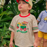 Single-sleeve striped T-shirt oatmeal