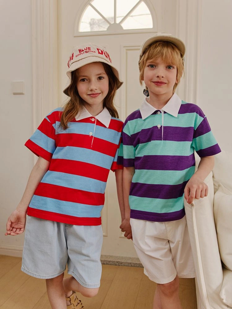 Apple Smile Vivid Collared T-shirt Red