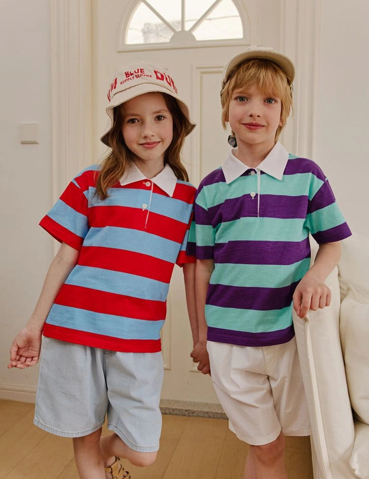 Apple Smile Vivid Collared T-shirt Red