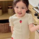 Strawberry Point Shirred T-shirt_3 COLORS
