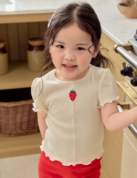 Strawberry Point Shirred T-shirt_3 COLORS