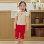 Strawberry Point Shirred T-shirt_3 COLORS