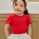 Strawberry Point Shirred T-shirt_3 COLORS