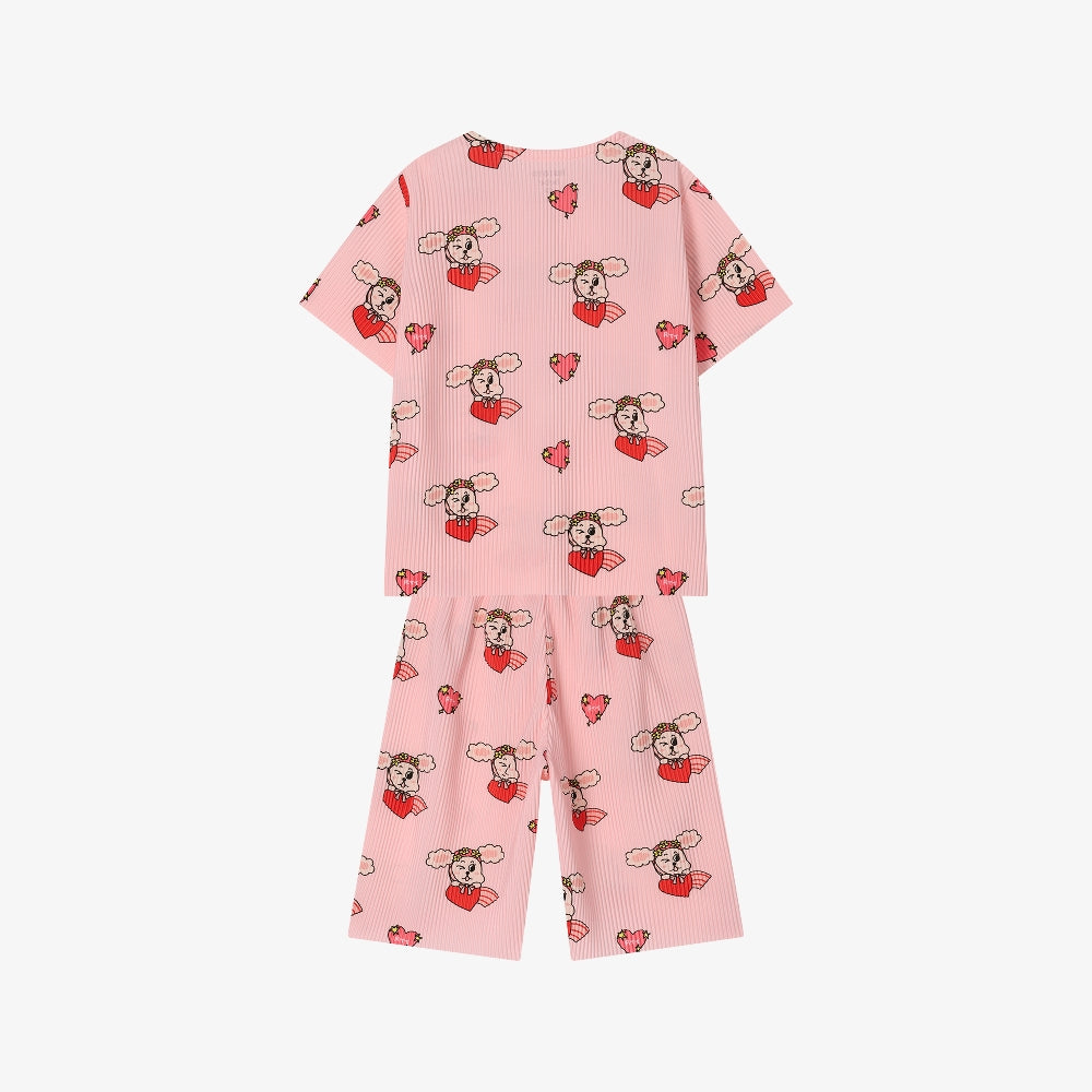 Rototobebe Crepe Fabric All-Over Indoor Wear Pink