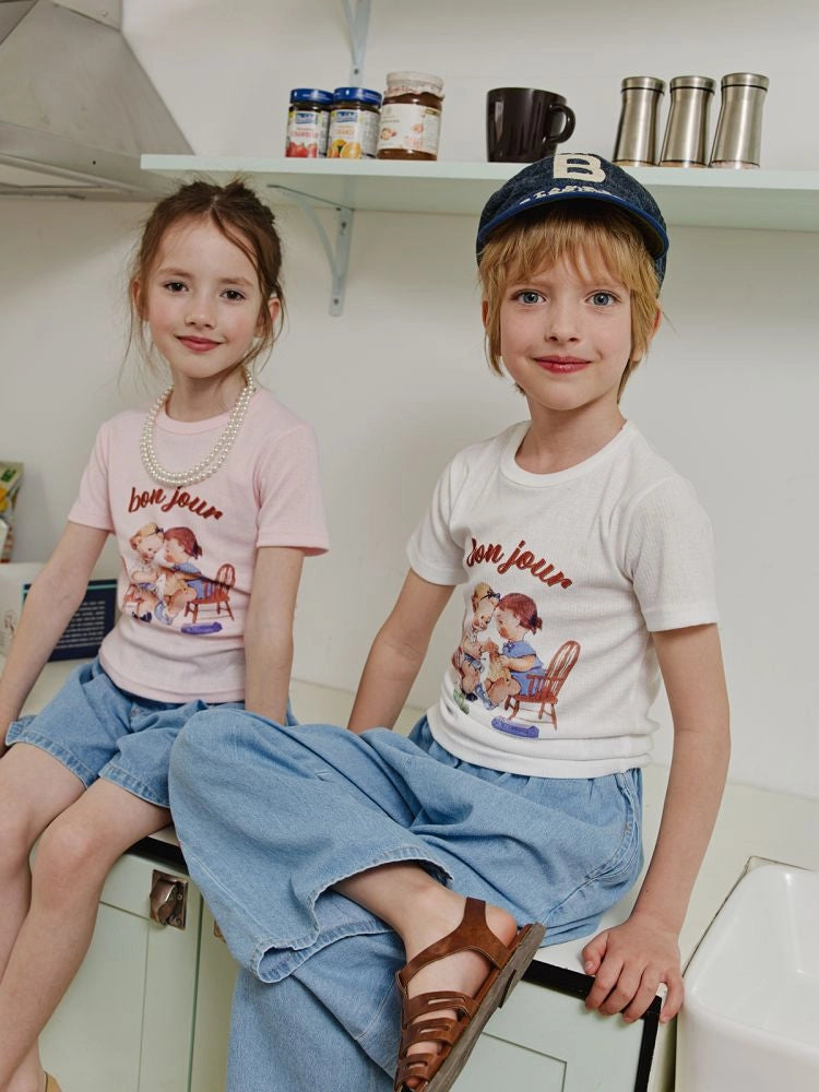 Apple Smile Bonjour T-shirt Pink