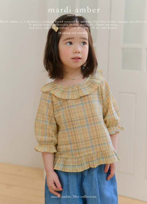 Mardi Amber Dobby Check Long Blouse