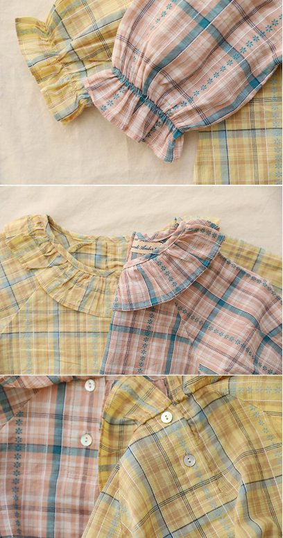 Mardi Amber Dobby Check Long Blouse